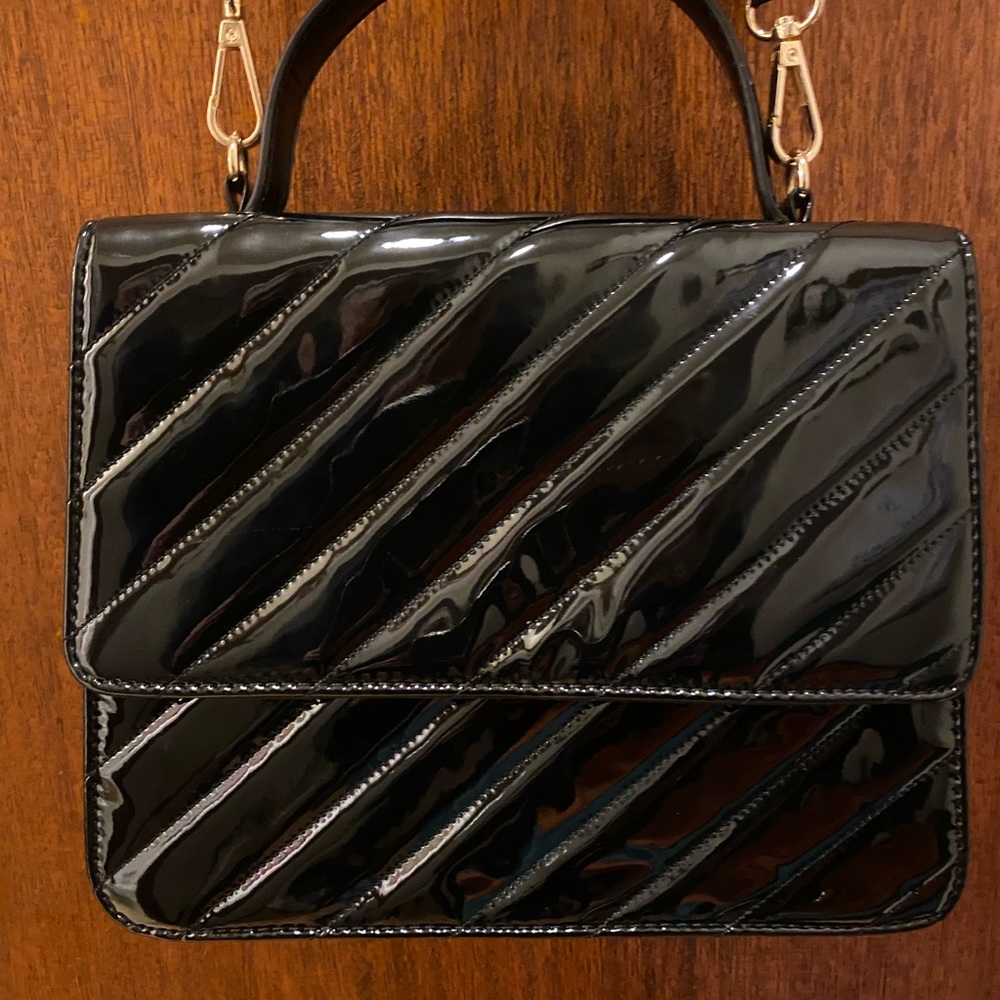 Forever 21 Patent Black Crossbody tote